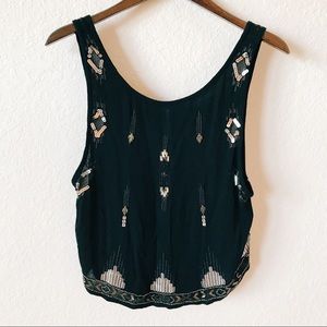Free People Black Sequin Crop Top